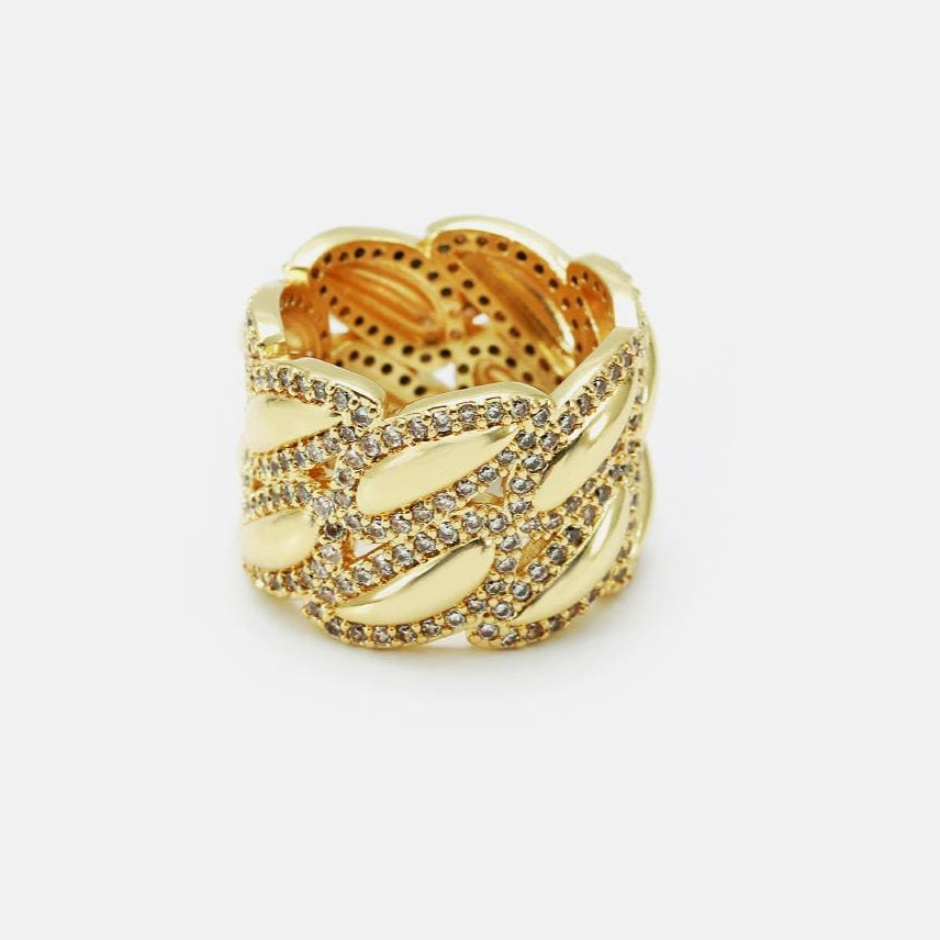Anel Folhas Cravejadas com Zircônias