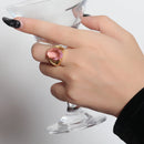 Anel Pedra Cristal Rosa