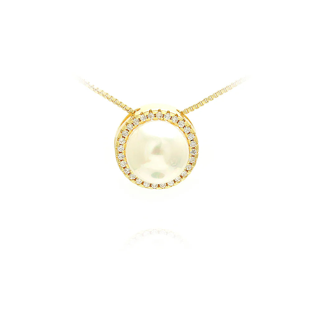 Colar Pérola Delicado com Zircônias