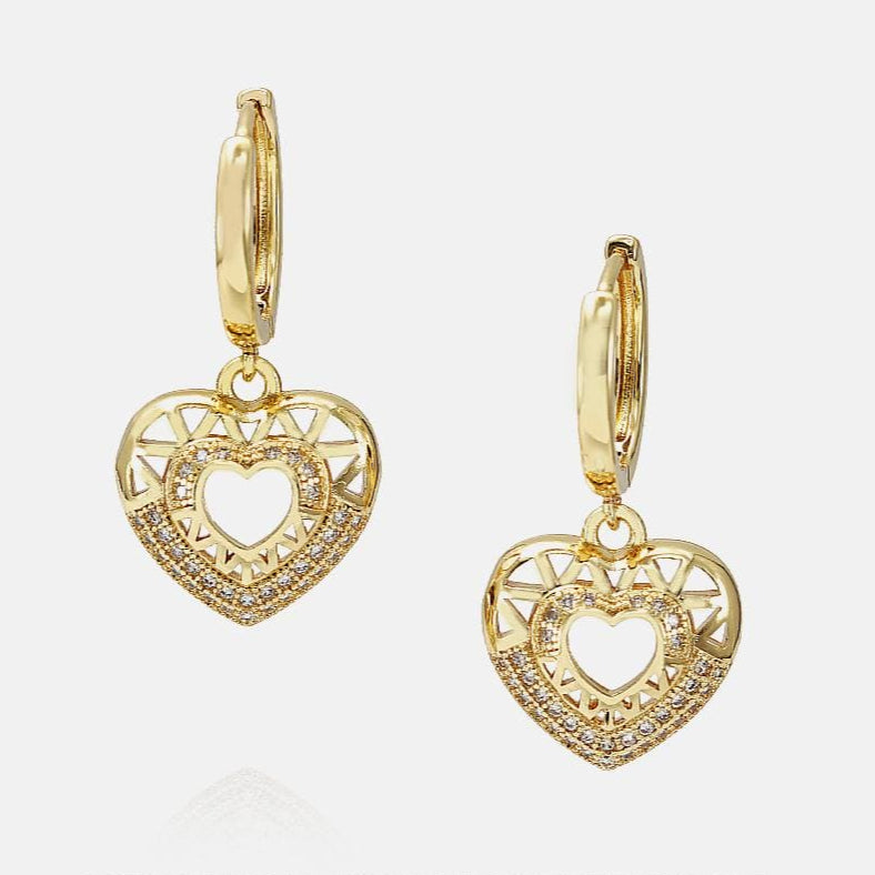 Brinco Argola Corações com Zircônia