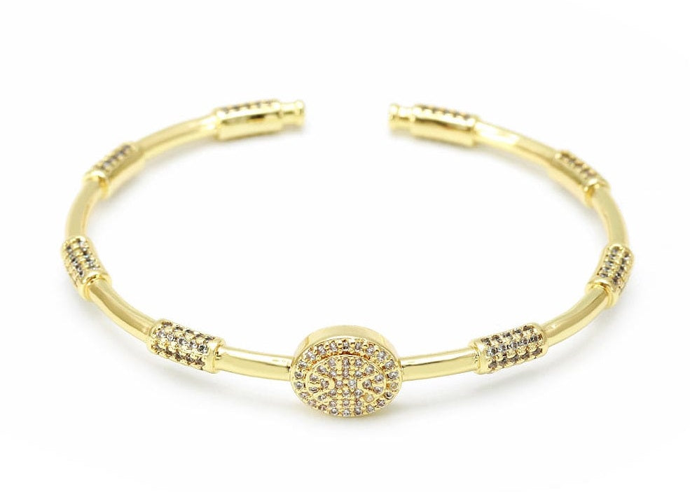 Bracelete Dourado com Zircônias Cravejadas