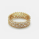 Anel Cristal Luxo Dourado e Prata 925