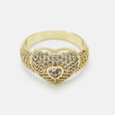 Anel Coração Cravejado