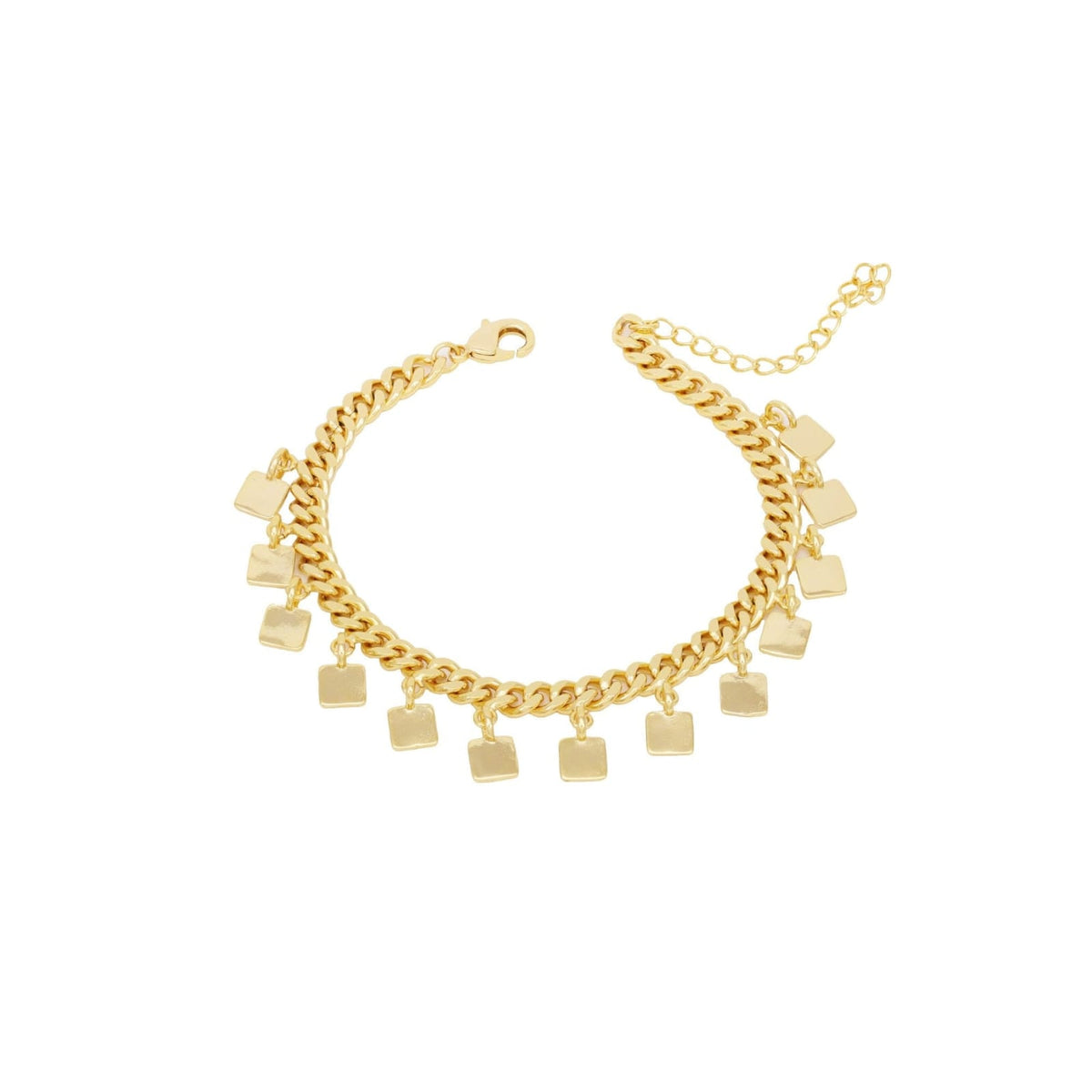 Pulseira Grumet Pingentes Quadrados Lisos