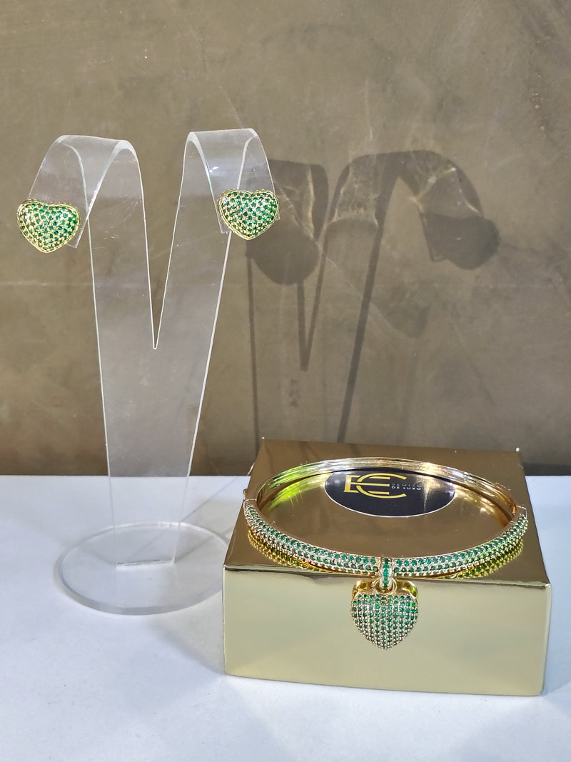 Conjunto Bracelete e Brinco Coração