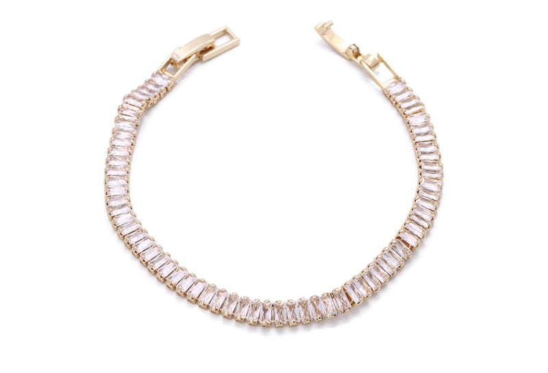 Pulseira Pedras Cristal com Dourado