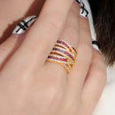 Anel Caminhos Zircônia e Carrês