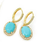 Brinco Cravejado Azul Turquesa